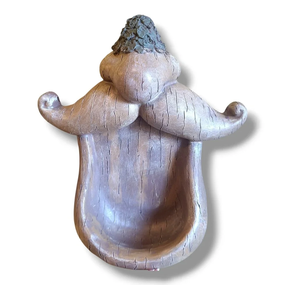 Wood Tree Face Bird Feeder Yard Decoration